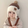 Baby hats for autumn and winter, little bear knitted cute ear-protecting woolen hats for boys, boys and girls for warmth in winter details Picture